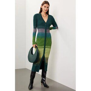 STAUD Multicolor Striped Midi Dress